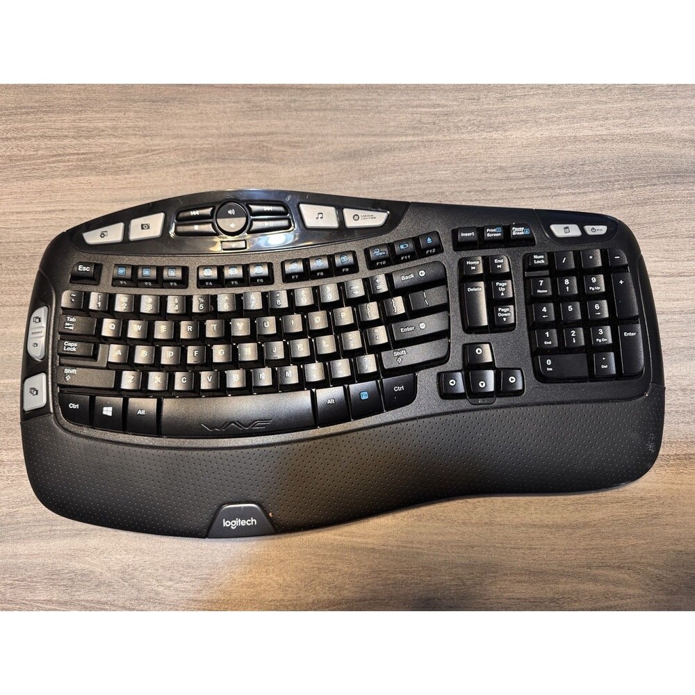 Logitech K350 Wireless Wave Ergonomic Keyboard Black Y-R0053 No Dongle